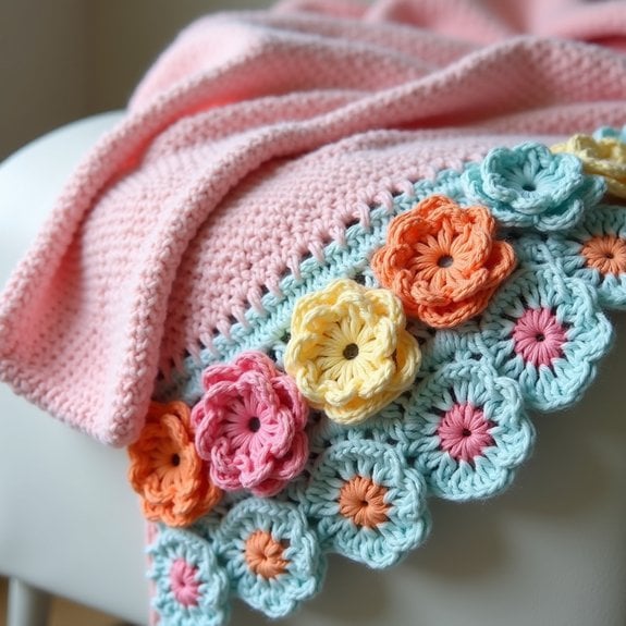 floral stitched fabric border