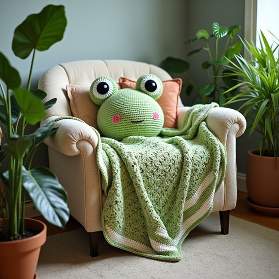 frog themed crochet blanket design