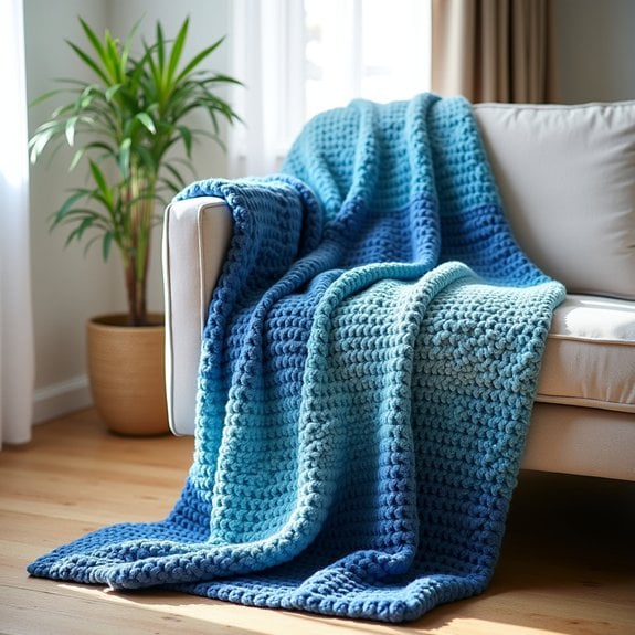 gradient blue cozy blanket