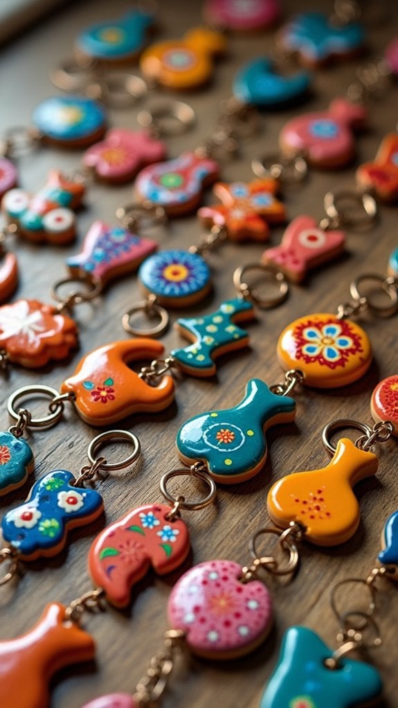 handcrafted clay keychains available