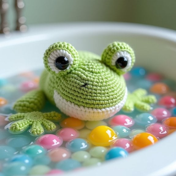 handmade crochet frog toy