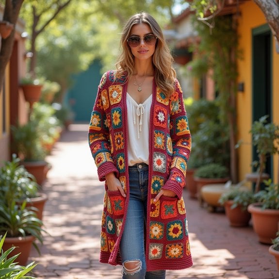 longline granny square cardigan