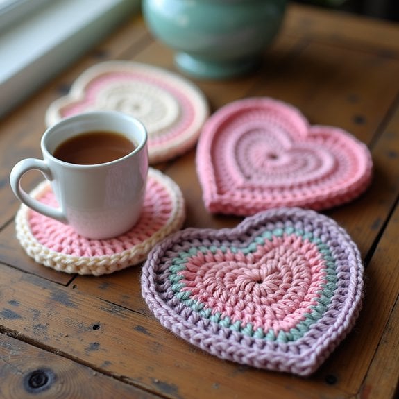romantic heart shaped coasters