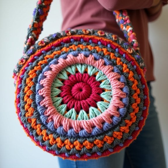 stylish circular crochet handbag