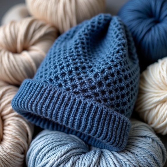 stylish denim knit hat