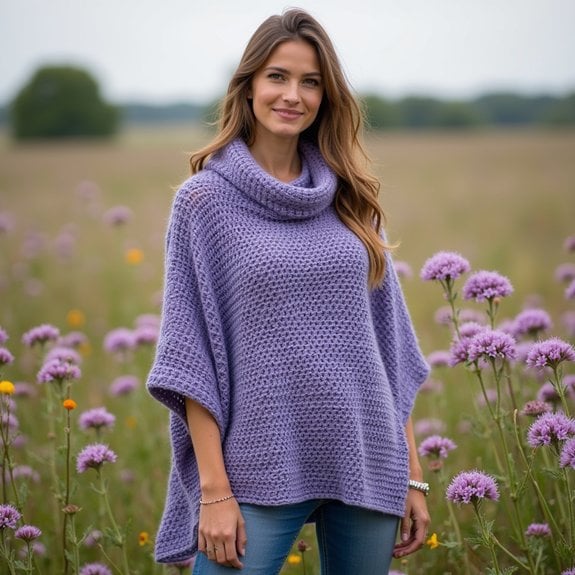 stylish periwinkle colored poncho