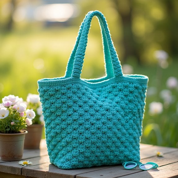 stylish turquoise tote bag