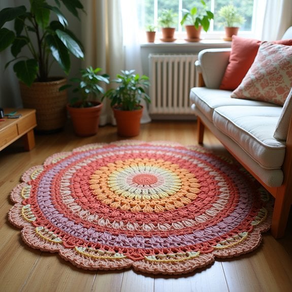 textured crochet shell mat