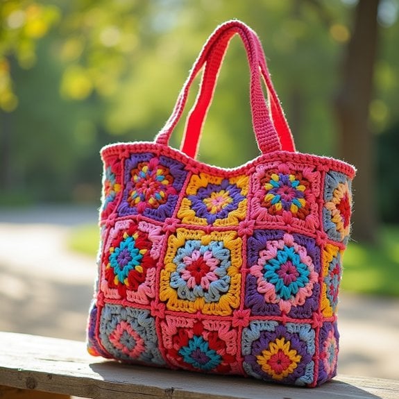 vibrant crochet square bag