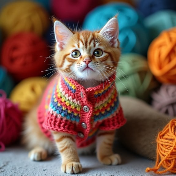 vibrant feline knitwear designs