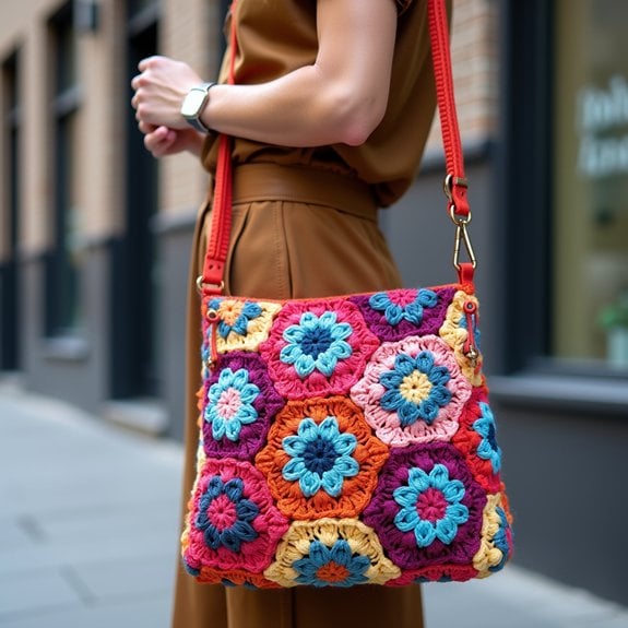 vibrant stitched fabric purse
