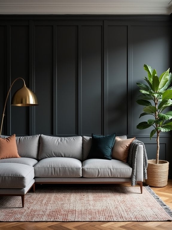 black shiplap accent wall