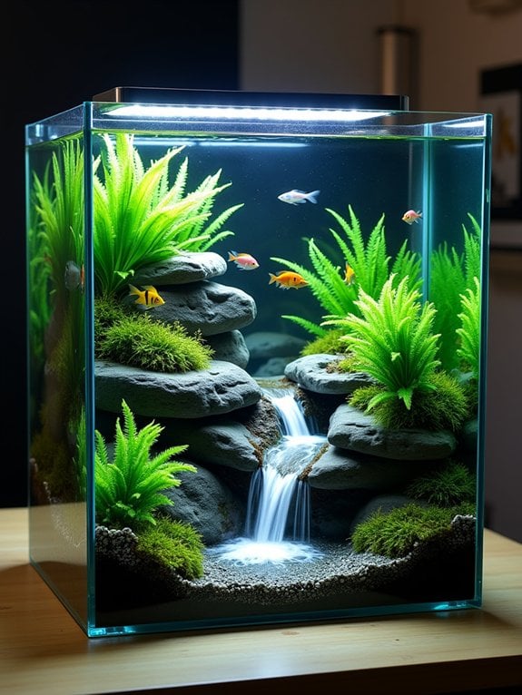 enchanting corner waterfall tank