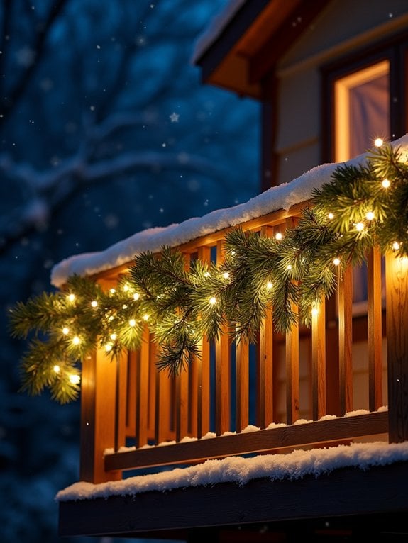 festive balcony railing lights