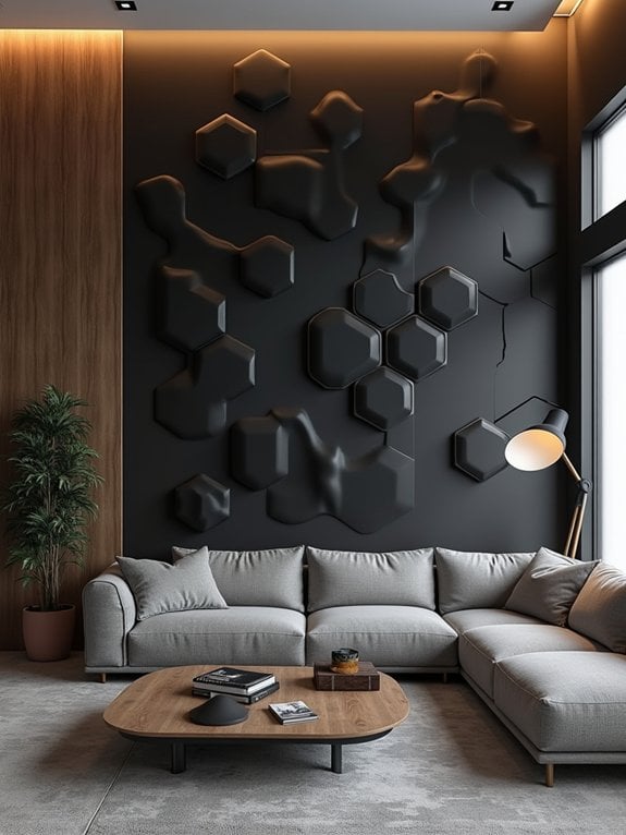 geometric black wall accents