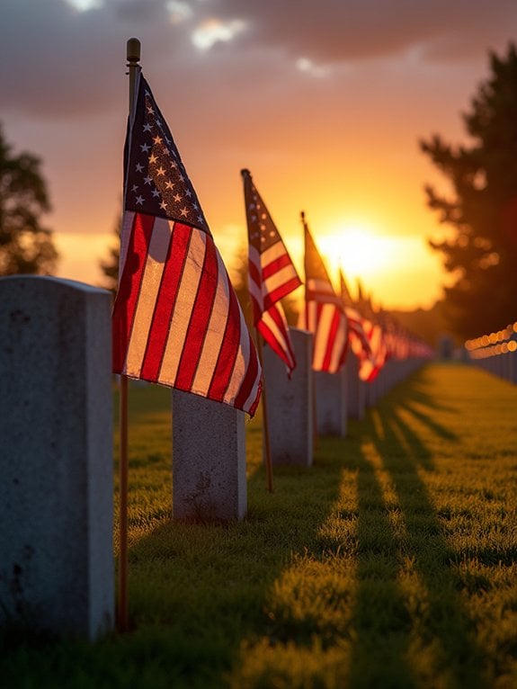 memorial flags and banners