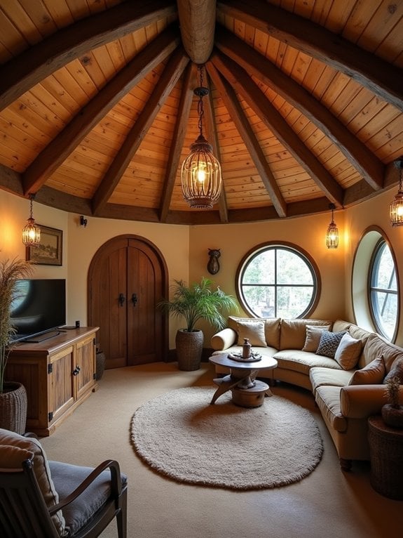 rustic exposed wooden rafters