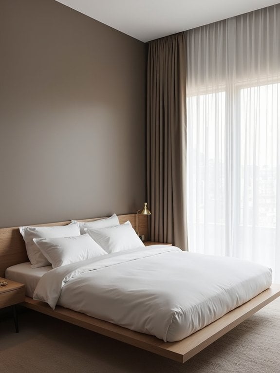 serene minimalist taupe bedroom