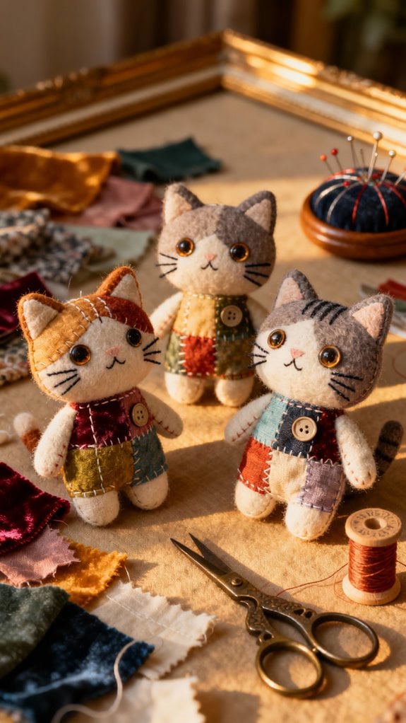 adorable patchwork cat plushies