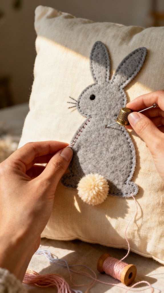 bunny pillow with pom pom