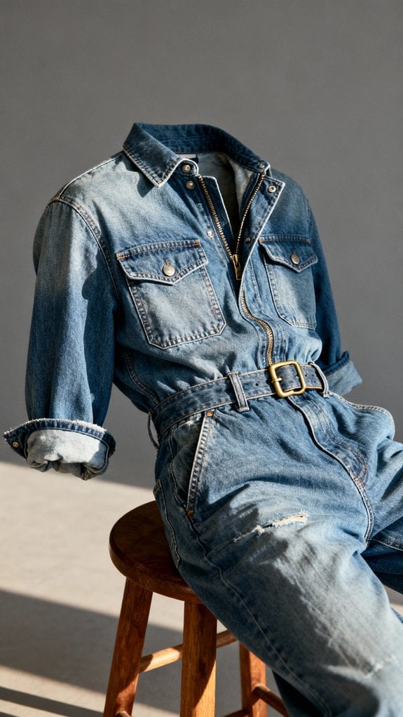 chambray utility jumpsuit construction