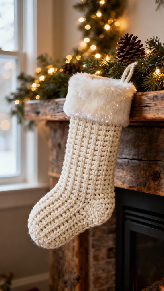 crochet stocking with faux fur