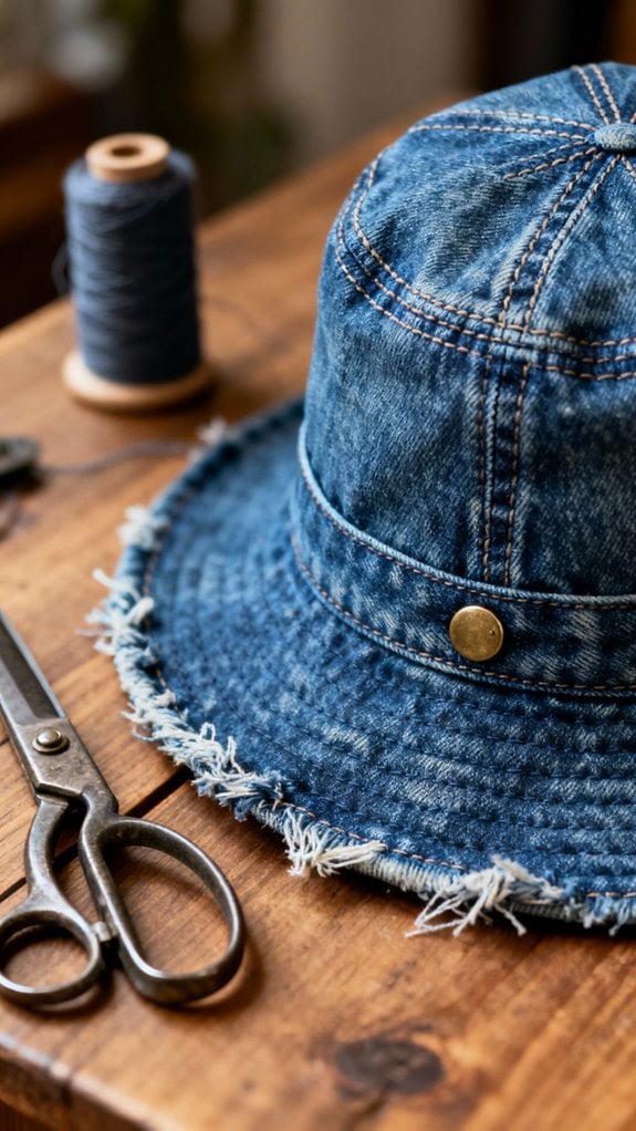 denim bucket hat construction