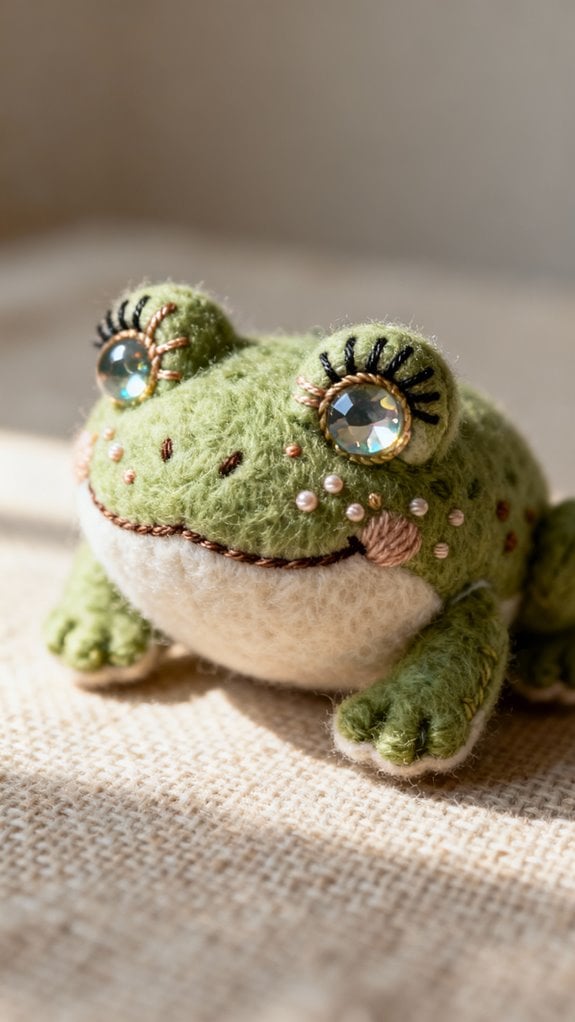 embroidered frog facial expressions