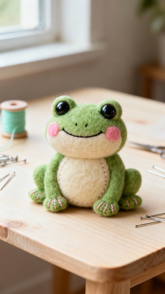 felt frog plushie crafting