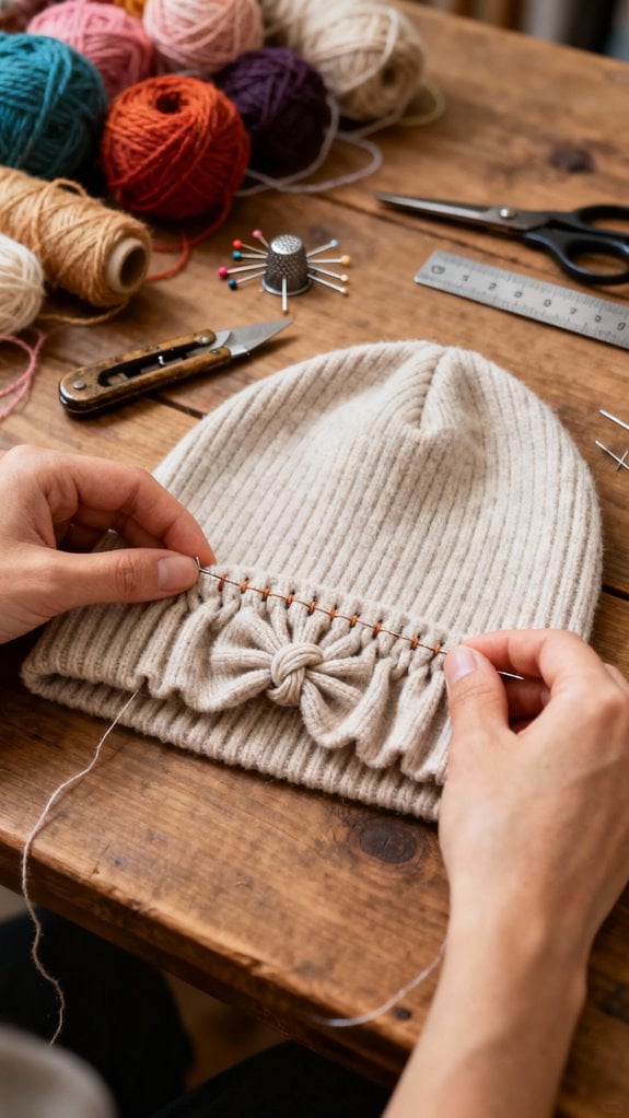 gathered beanie sewing technique