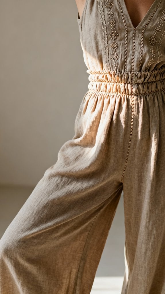 gathered waist jumpsuit design