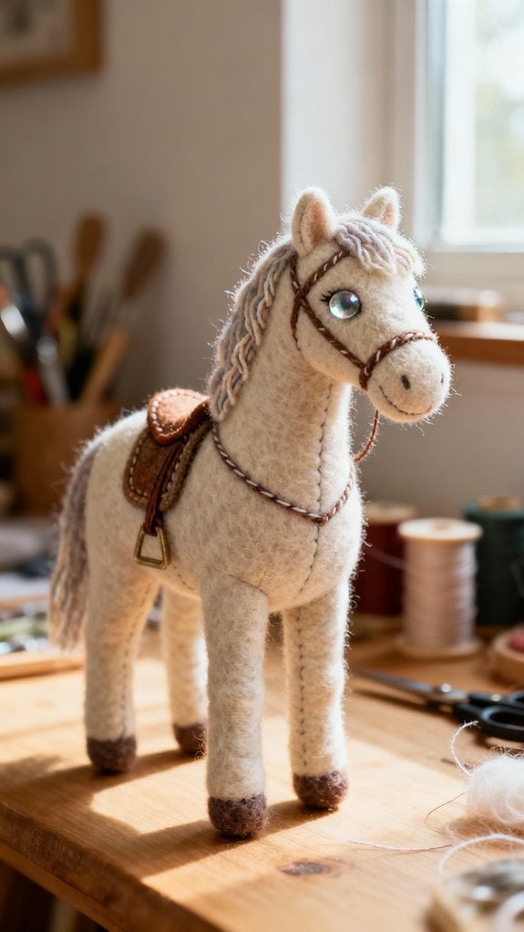 hand stitched felt horse art