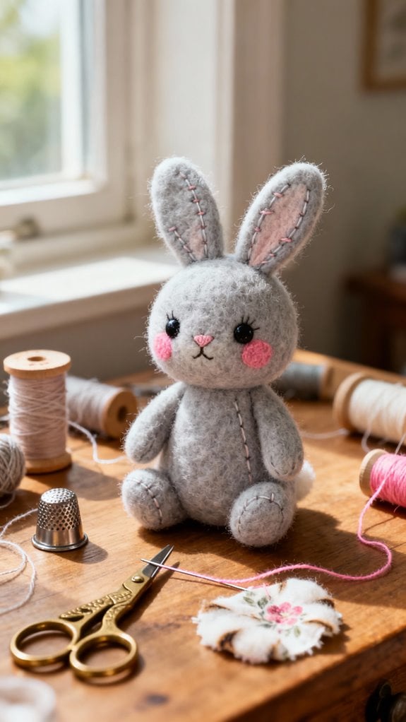 mini felt bunny crafting
