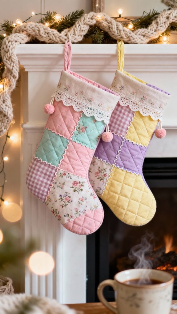 pastel patchwork christmas stockings