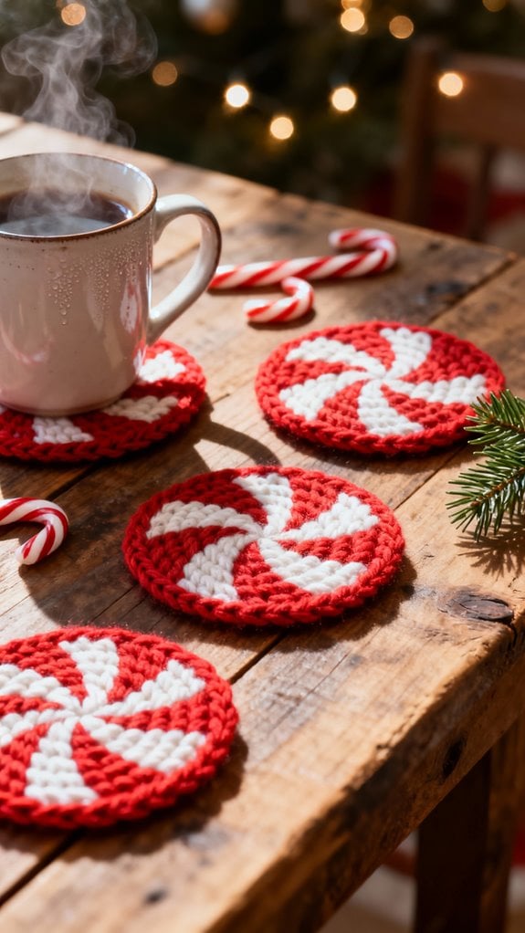 peppermint swirl coasters pattern
