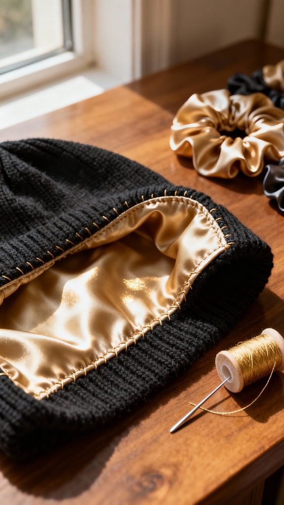 satin lined beanie hair protection