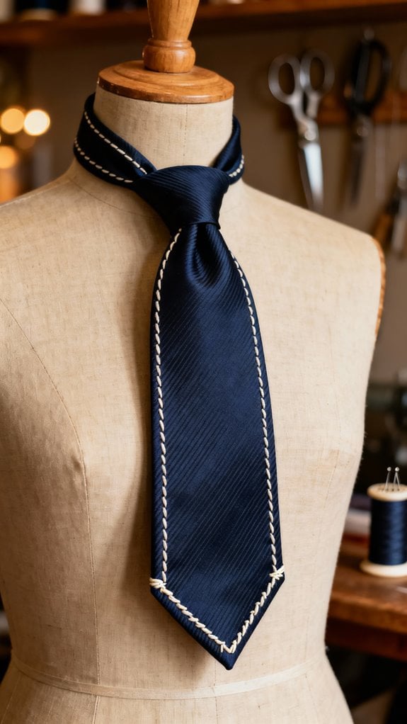 silk necktie hand stitching technique