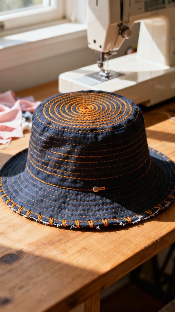 topstitched structured bucket hat