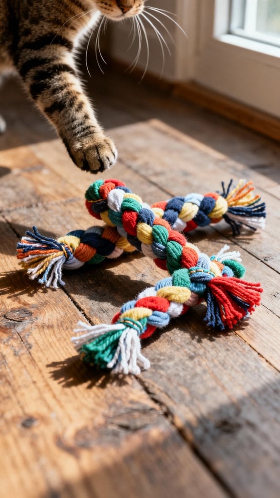 upcycled braided cat toys