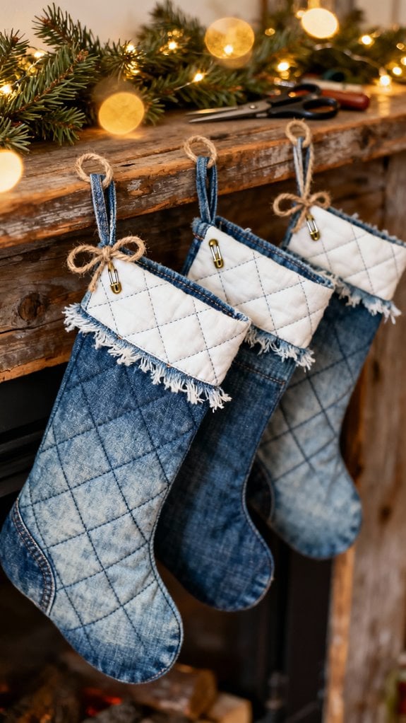 upcycled denim quilted stockings