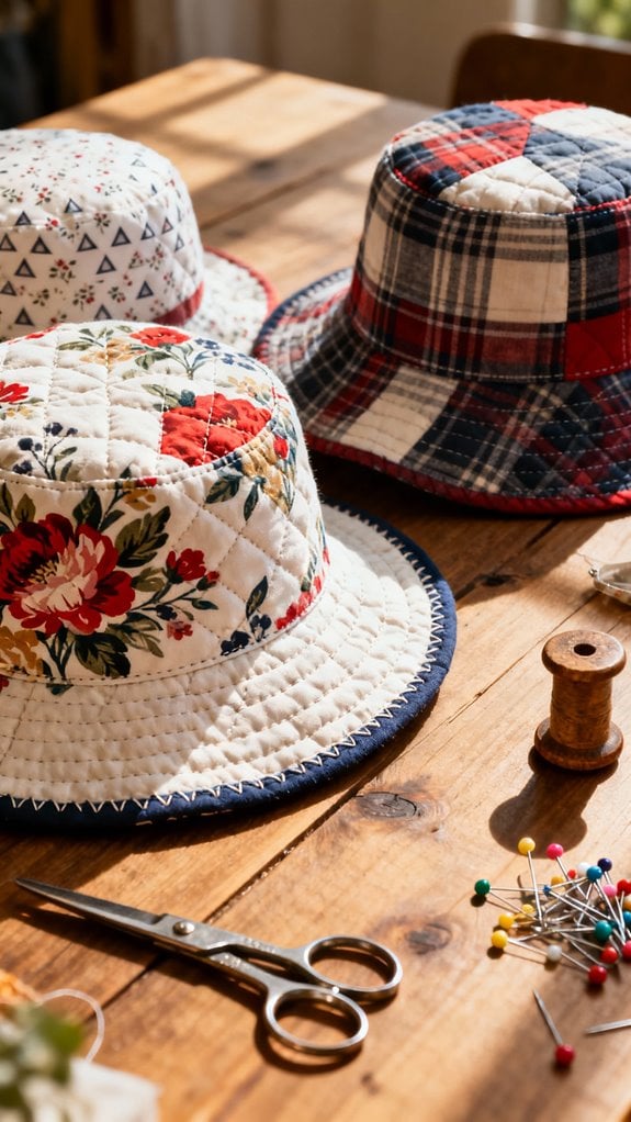 vibrant quilted bucket hats