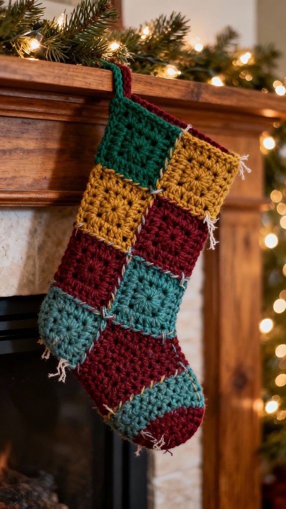 vintage colorful granny stocking