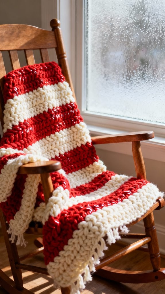 بطانية كروشيه على شكل عصا حلوى