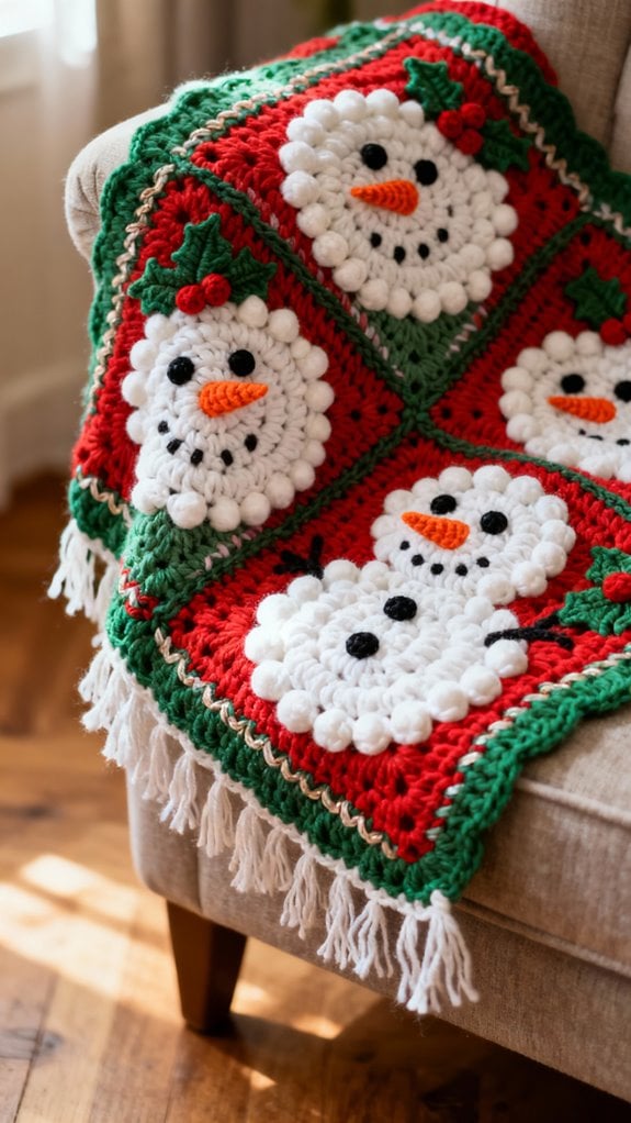 مربعات الجدة الساحرة على شكل رجل ثلج