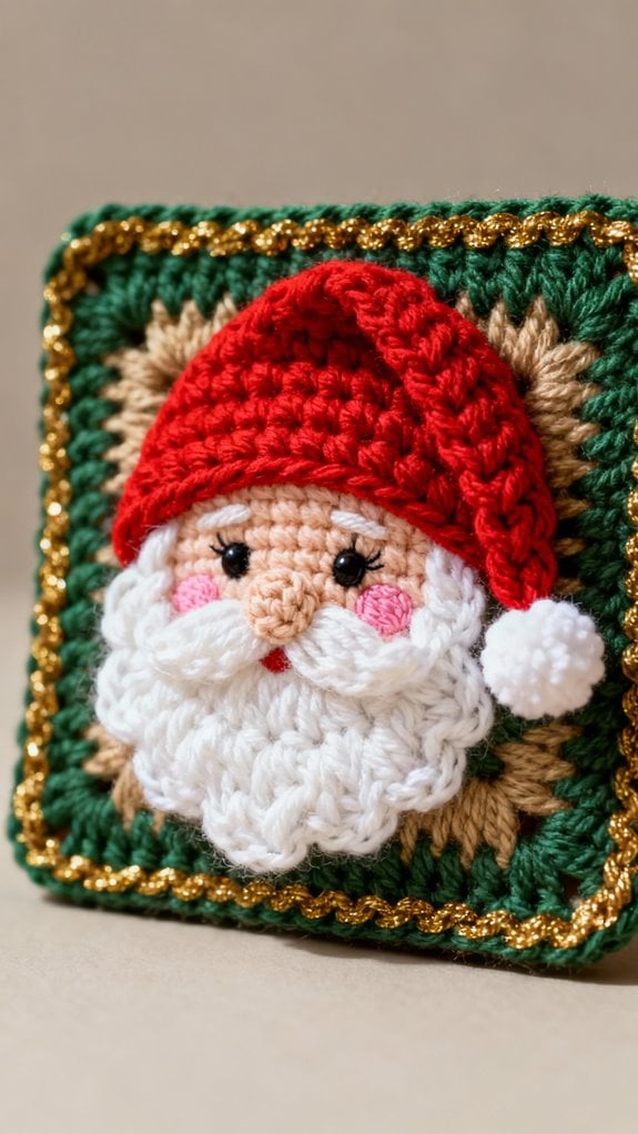 cheerful santa face square