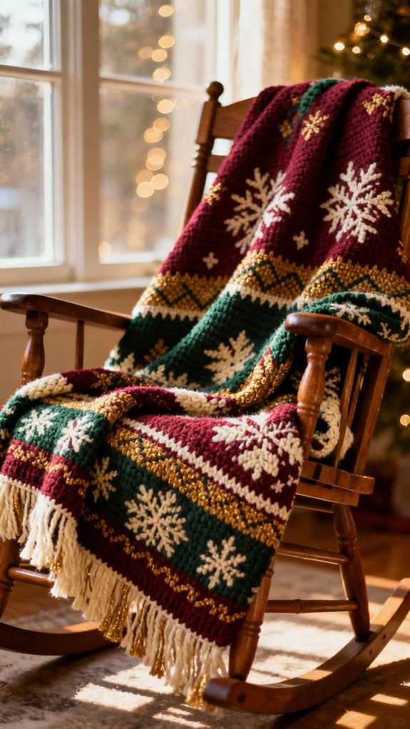 بطانية عيد الميلاد الملونة المصنوعة من الكروشيه