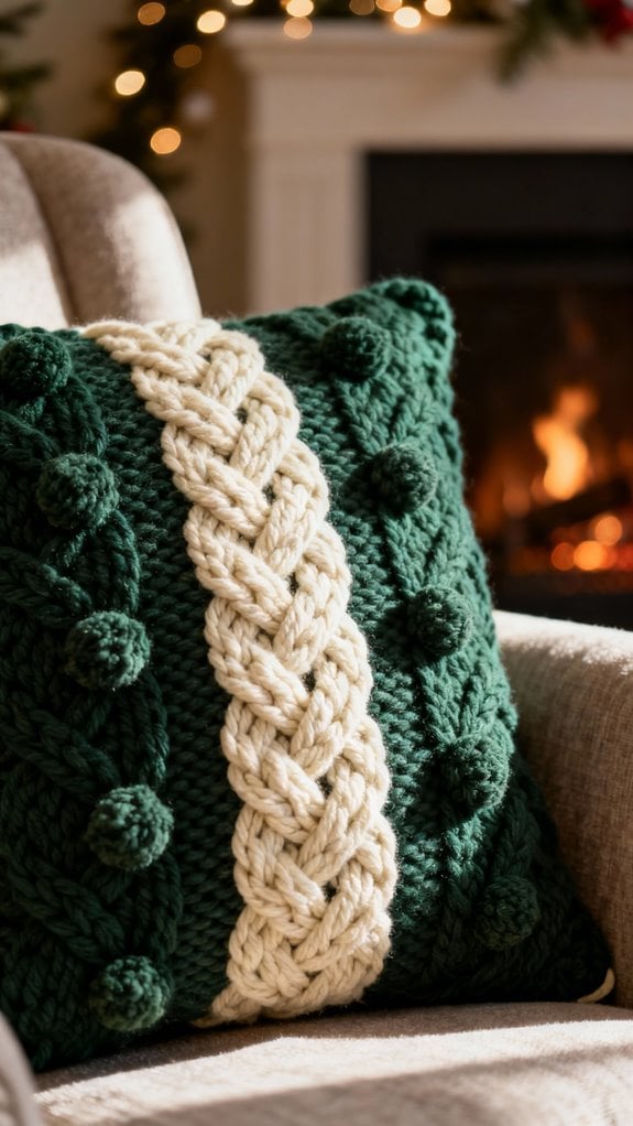 cozy textured crochet pillow