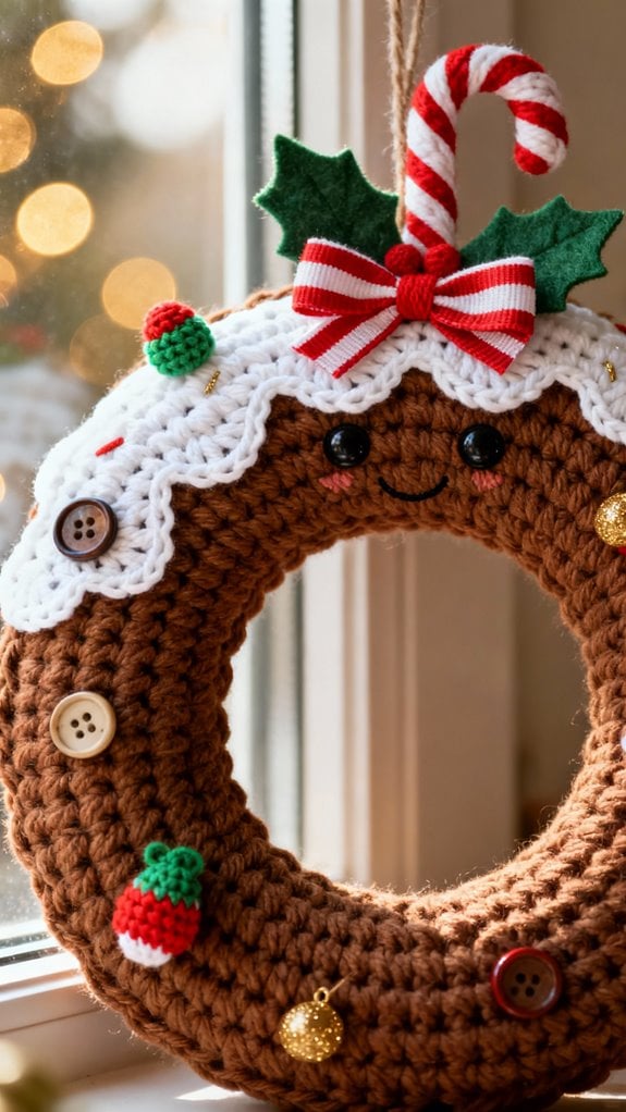 crocheted gingerbread man wreath