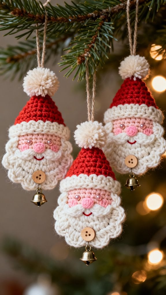 crocheted santa claus ornaments