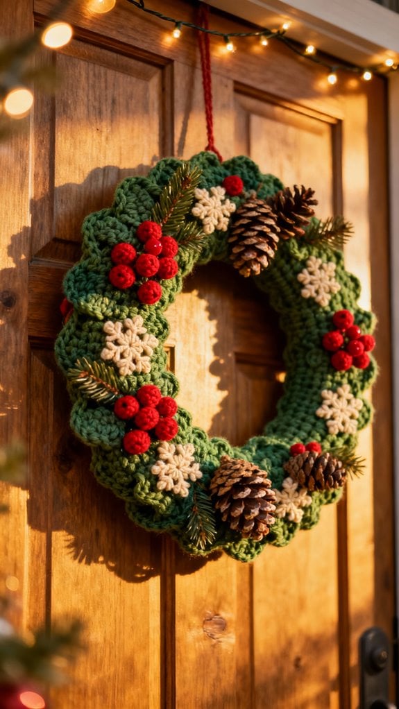 festive crochet wreath decoration